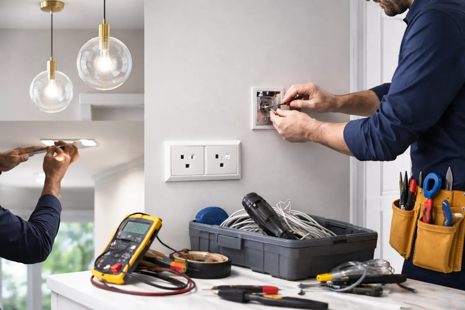 Enchufes, interruptores y luminarias